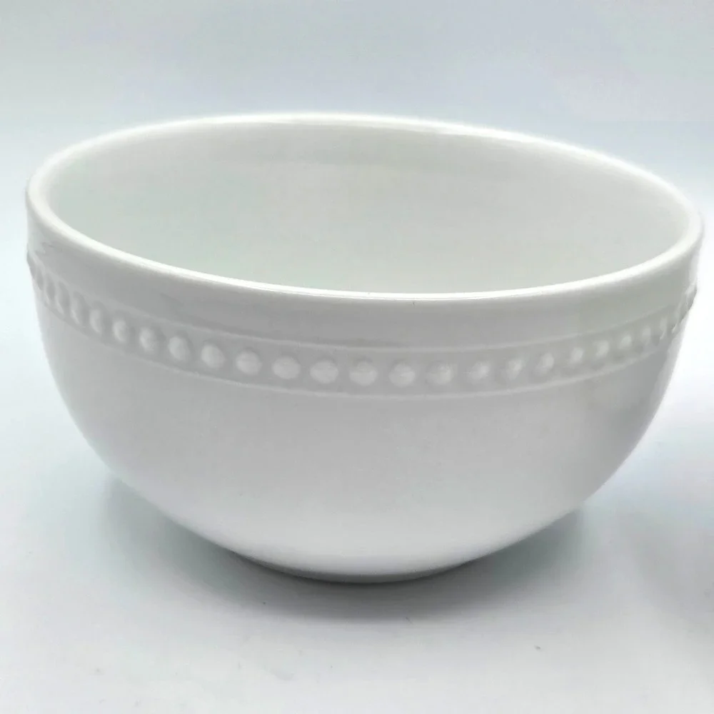 Better Homes & Gardens Sophia White Beaded Bowls Set of 2- Soup, Cereal - 5-5/8